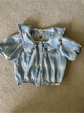 finding foxtale girls wide collar plaid blouse 10 fall